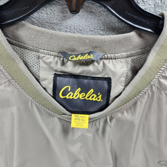 Cabelas V-neck Pullover‎ Sweatshirt Men's 2XL Beige Windbreaker Golf Outdoor EUC - Picture 3 of 6